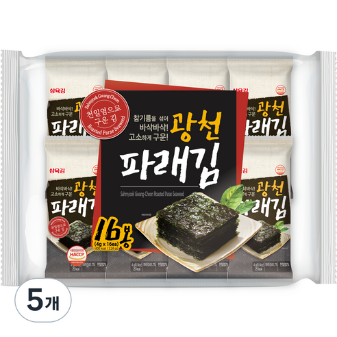 삼육김 광천 파래 도시락김 16p, 64g, 5개
