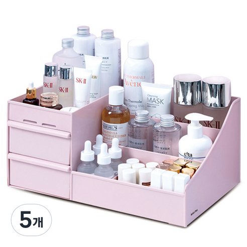 마켓플랜 멀티 화장품 정리함, 5개, 핑크