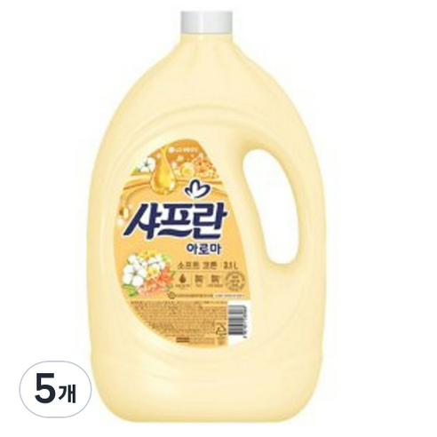 샤프란 아로마 섬유유연제 소프트 코튼, 3.1L, 5개