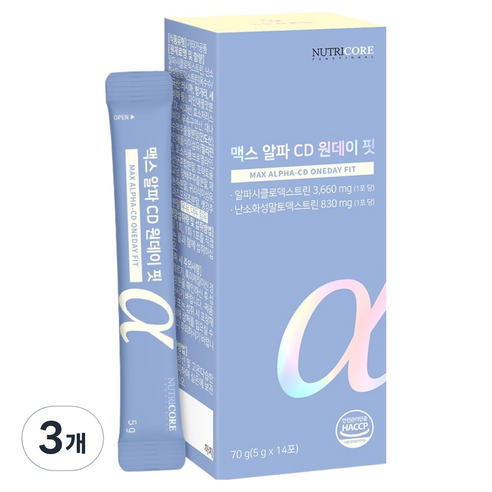 뉴트리코어 맥스 알파 CD 원데이 핏, 14회분, 5g, 3개