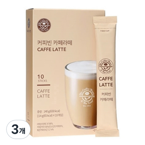 커피빈 카페 라떼, 14g, 10개입, 3개
