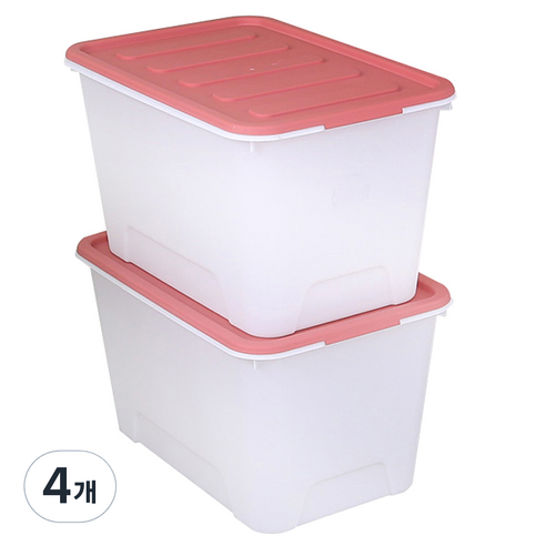 가쯔 멀티블럭 리빙박스, 레드, 72L, 4개