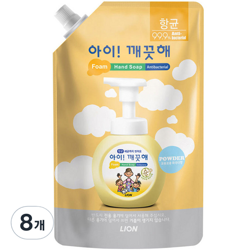 아이깨끗해 순 폼 핸드 솝 파우더향, 600ml, 8개