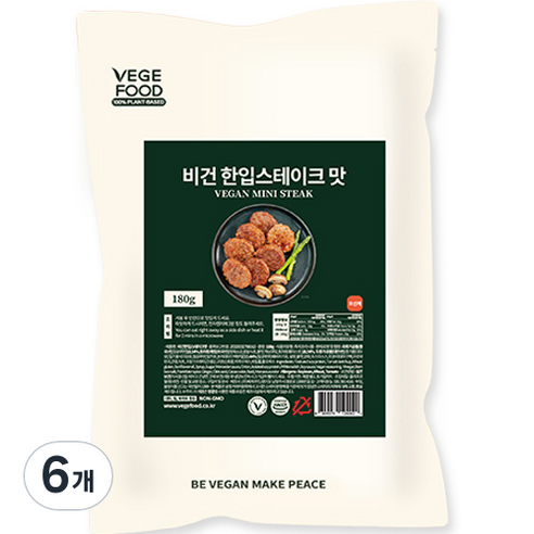 베지푸드 비건 한입스테이크 맛, 180g, 6개