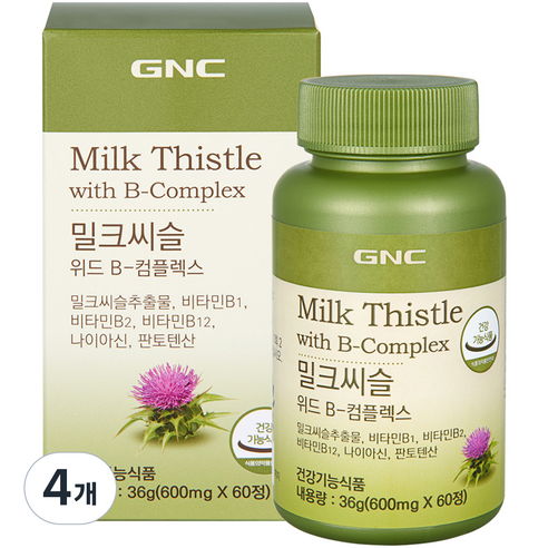 GNC 밀크씨슬 위드 B 컴플렉스 36g, 60정, 4개