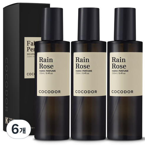 코코도르 룸 앤 패브릭 퍼퓸 섬유탈취제, 250ml, 6개, 레인 로즈