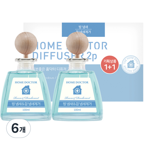 더허브샵 기분좋은 홈닥터 디퓨저, 방 냄새 앤 잡 냄새제거(아쿠아체리블라썸), 100ml, 6개