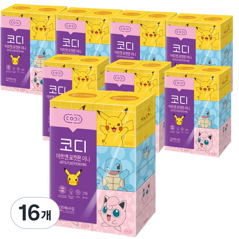 코디 아트앤 포켓몬 미니 2겹 랜덤발송, 6개입, 16개