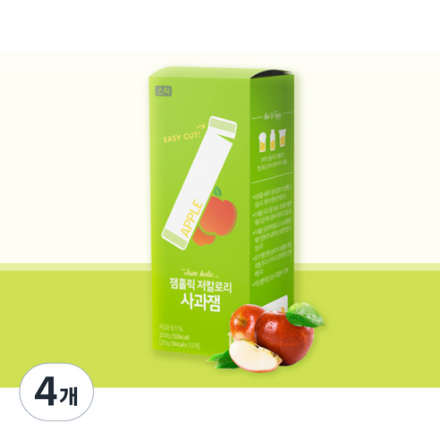 잼홀릭 저칼로리 사과 스틱잼 10p, 4개, 200g