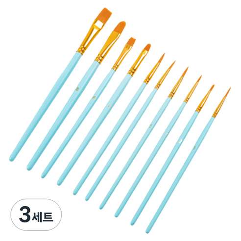 심플라인 수채화 붓 세트 블루, 3세트, 10종