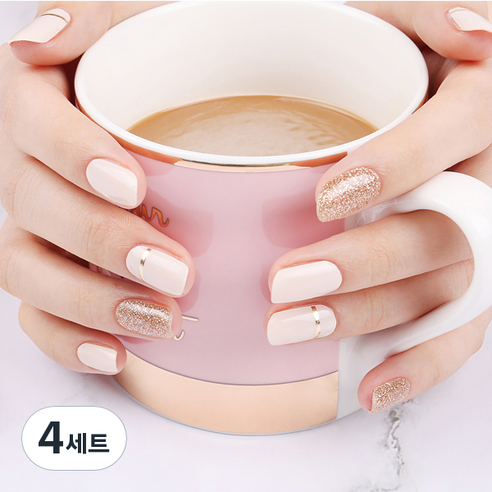 말랑 베이지무드 리얼 젤네일스티커, 혼합 색상, 4세트