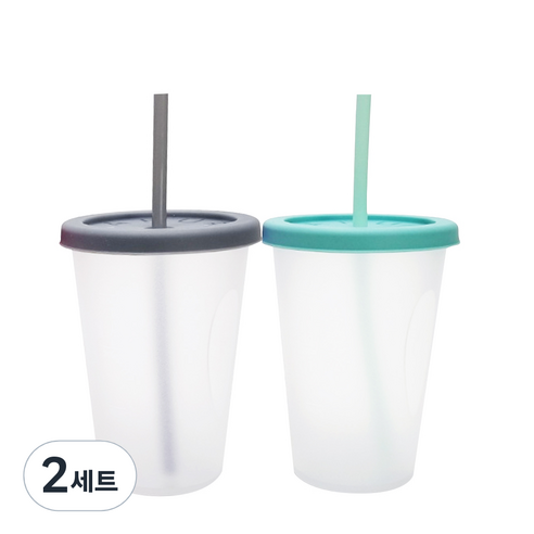 아가프라 심쿵빨대컵 400ml 2종 세트, 2세트, 그레이+민트