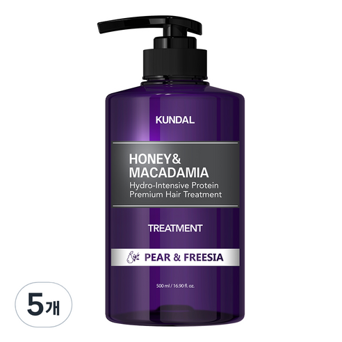 쿤달 허니 앤 마카다미아 헤어 트리트먼트 페어앤프리지아향, 500ml, 5개
