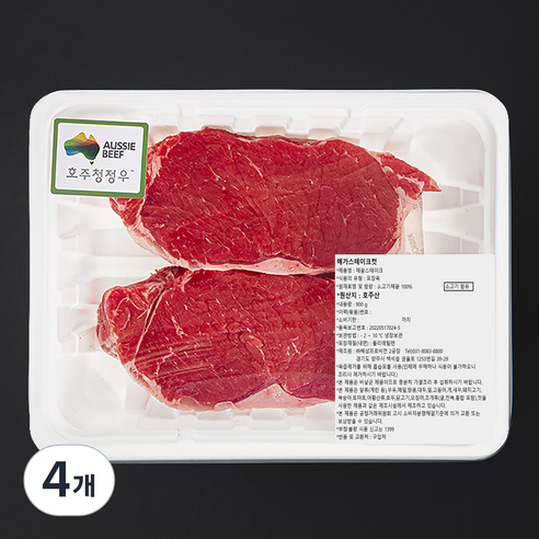호주산 채끝 메가 스테이크용 (냉장), 900g, 4개