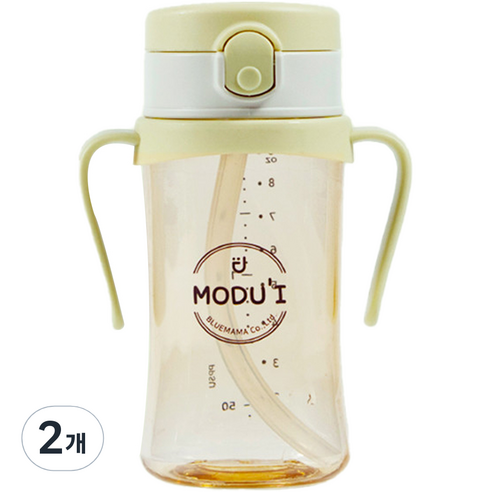 블루마마 모두아이 리뉴얼 원터치 빨대컵 260ml, 그린빈, 2개