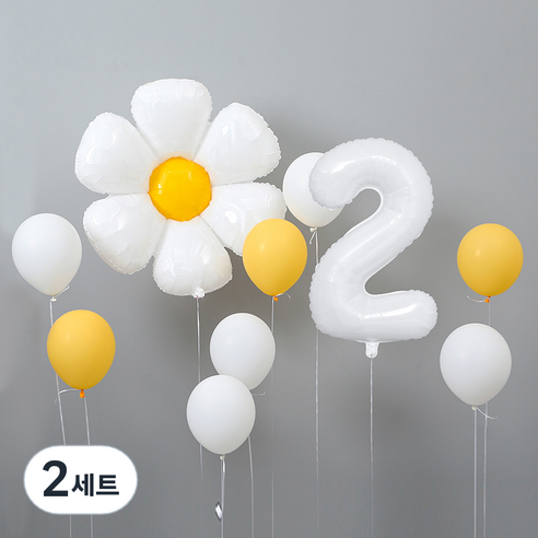 대형 데이지 숫자 풍선 세트 2, 랜덤발송(커링리본), 2세트