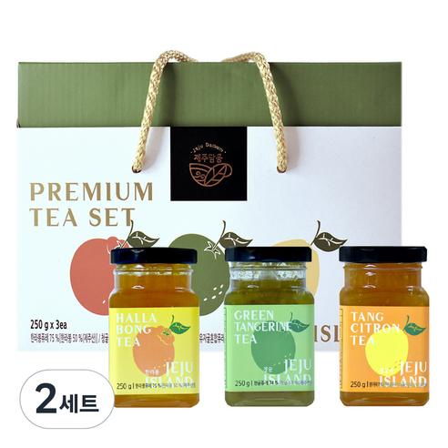 제주담움 프리미엄 차 250g x 3종 세트, 한라봉 + 청귤 + 댕유차, 2세트