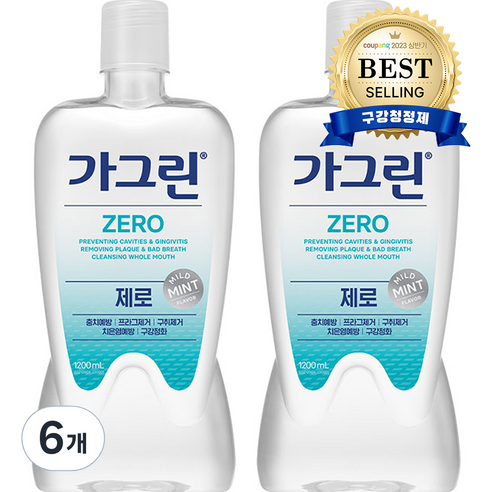 가그린 제로 구강청결제, 1200ml, 6개