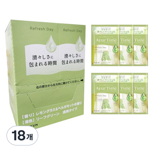 바스크린 아유르타임 리프레시데이 PACKET 입욕제, 18개, 40g