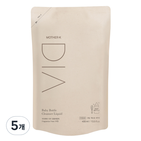 마더케이 유아용 디아 젖병세정제 리필형 무향, 400ml, 5개