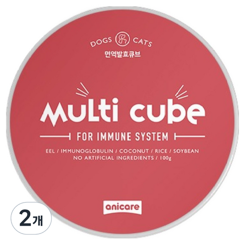 anicare 반려동물 면역 멀티큐브 간식, 혼합맛(장어/코코넛), 100g, 2개