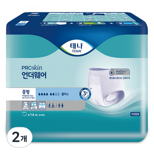 빈다 테나 언더웨어 플러스 성인기저귀, 중형, 14개입, 2개