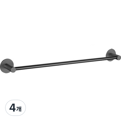 마켓플랜 스페이스 무타공 수건걸이 50cm, 블랙, 4개