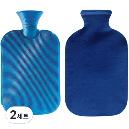 파쉬 양면빗살 핫팩 물주머니 2L 랜덤 발송 + 면쭈리커버 블루, 2세트
