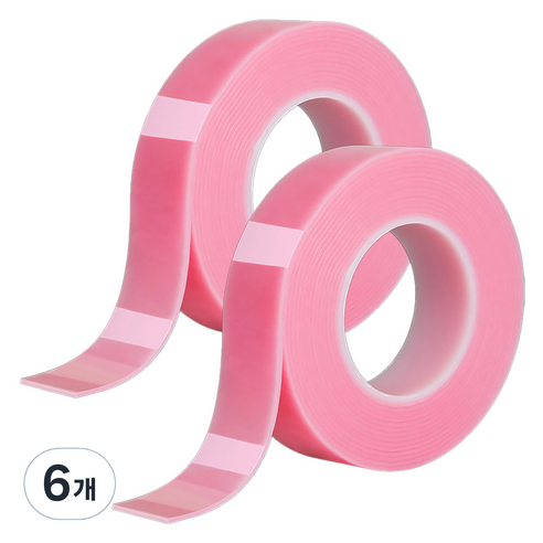 알로데 컬러 나노 매직 양면테이프 5cm x 1m, TYPE09 핑크, 6개