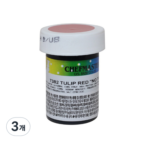 셰프마스터 젤타입 식용색소 튤립레드 색소, 28.35g, 3개