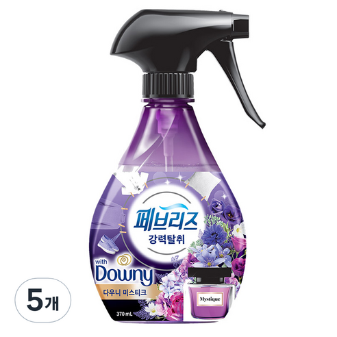 페브리즈 섬유탈취제 강력탈취 미스티크 본품, 370ml, 5개
