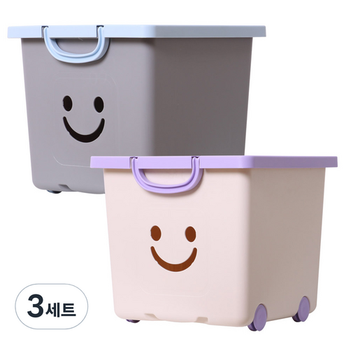 보노하우스 국내 제조 모던 해피박스, 그레이, 아이보리, 370 x 370 x 320 mm, 3세트
