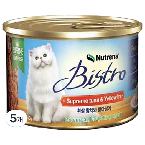 비스트로 고양이캔 생선, 흰살참치 + 황다랑어 혼합맛, 160g, 5개