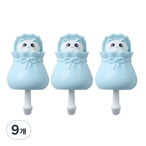 귀여운 복 주머니 고양이 마스크 후크 고리, 하늘, 9개