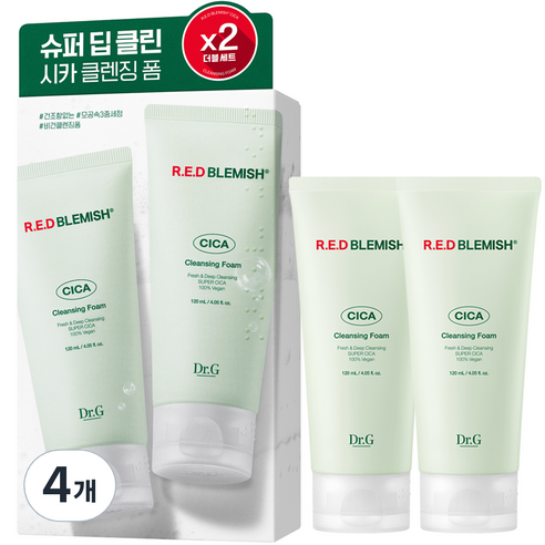 닥터지 레드 블레미쉬 시카 클렌징 폼 더블, 120ml, 4개