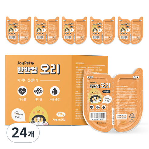 조이펫 고양이 반반컵 간식캔, 오리, 70g, 24개