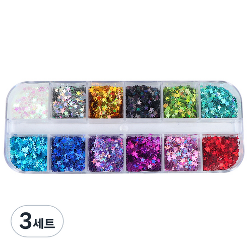 별 글리터 네일아트 재료, 혼합색상, 3세트