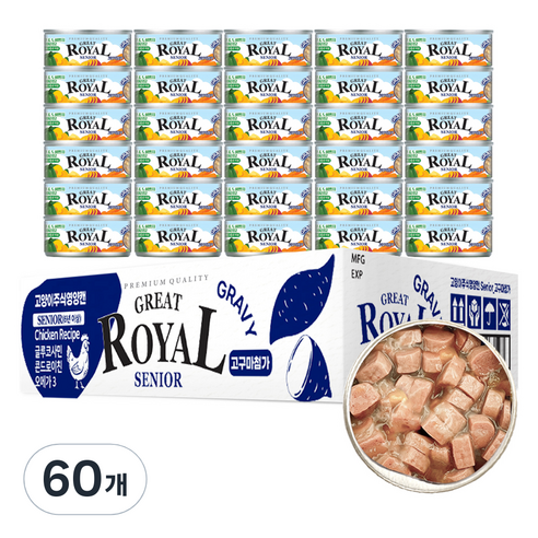 펫스토리 시니어 고양이 그레이트 로얄 고구마 그레이비 주식캔, 닭, 60g, 60개
