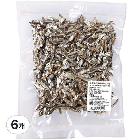 바다원 국내산 오메가3함유 진공 조림용 멸치, 200g, 6개