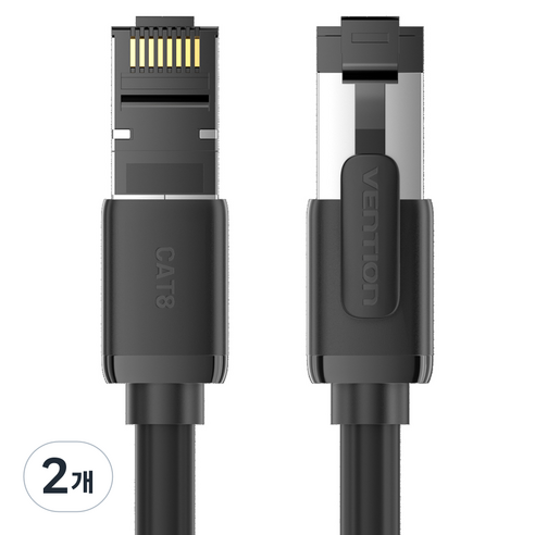 벤션 LSZH 난연 CAT8 SFTP 초고속 인터넷 랜케이블, 블랙, 2개, 1.5m