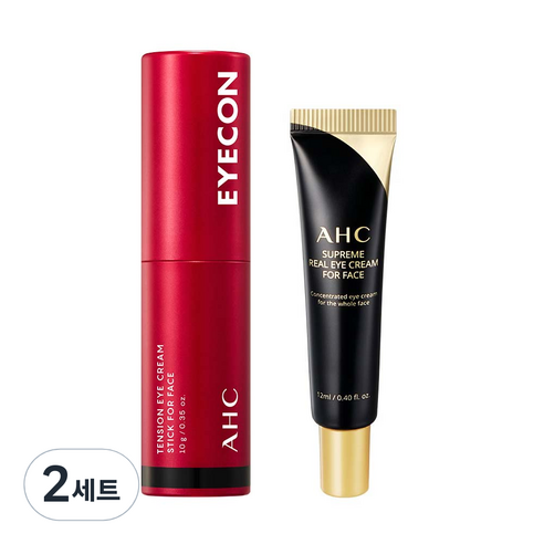 AHC 텐션 아이크림 스틱 포 페이스 10g + 슈프림 리얼 아이크림 포 페이스 12ml 세트, 2세트