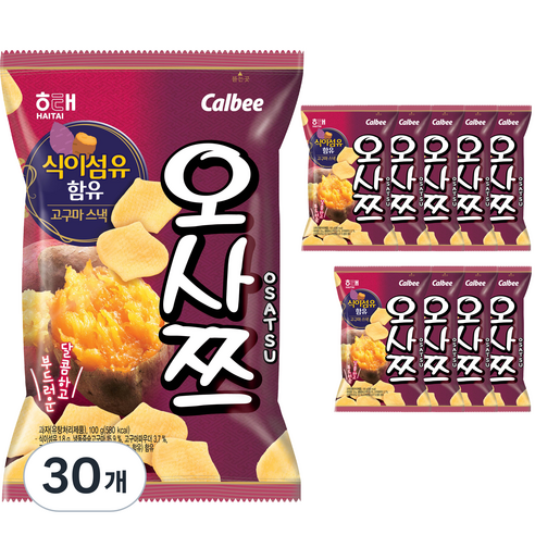 해태제과 오사쯔 과자, 100g, 30개