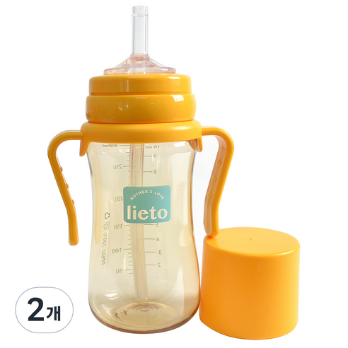 리에또 PPSU 빨대컵 300 ml, 300ml, 2개, 옐로우