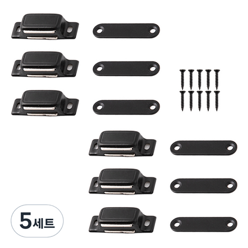 철물대장 스텐 자석 파워 빠찌링 6p 세트 블랙, 5세트