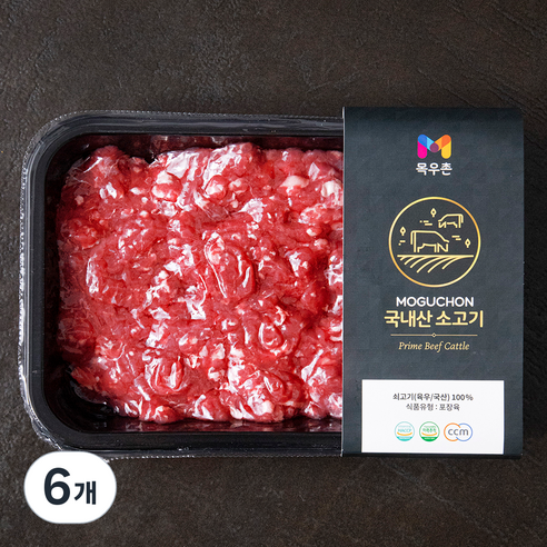 목우촌 국내산 소고기 다짐육 (냉장), 300g, 6개