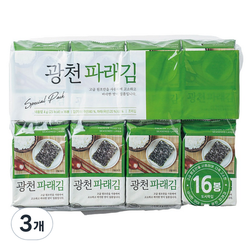 광천 파래김 16p, 64g, 3개