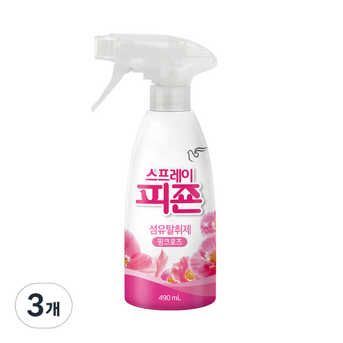 피죤 스프레이 핑크로즈 본품, 490ml, 3개