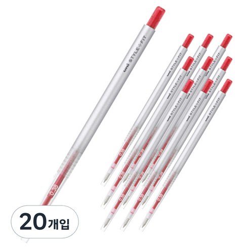 스타일핏 유니 단색펜 UMN-139 0.38mm, 레드, 20개입