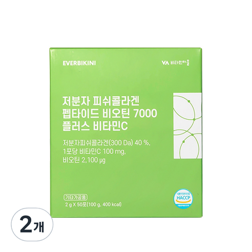 에버비키니 저분자 피쉬콜라겐 펩타이드 비오틴 7000 플러스 비타민C 50p, 100g, 2개