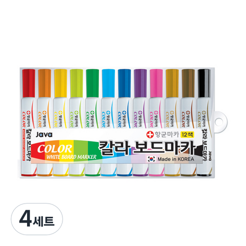 자바펜 칼라 보드마카, 12색, 4세트
